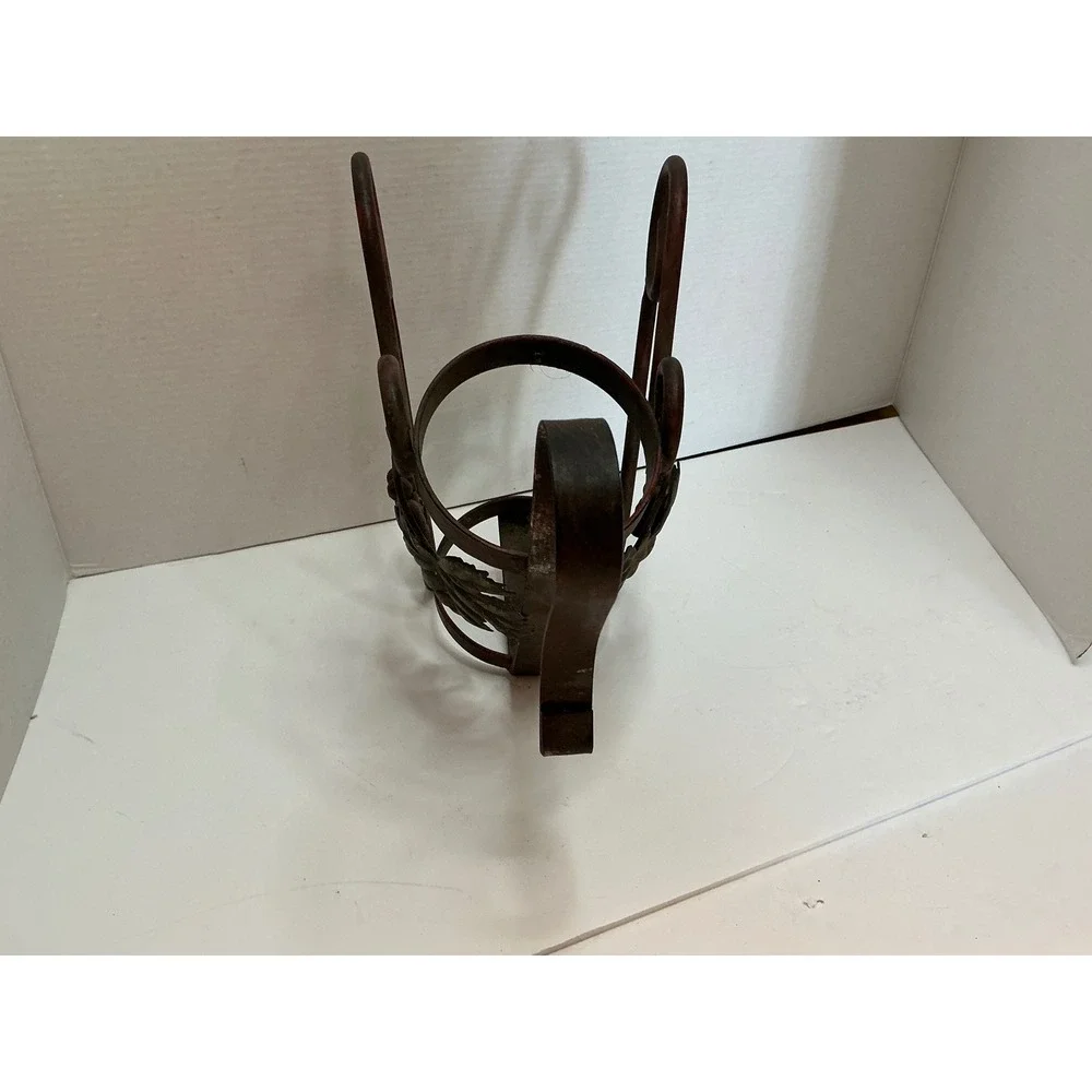 CBK Styles Vintage 2001 Metal Wine Bottle Holder Grapevine Scroll Bronze Brown